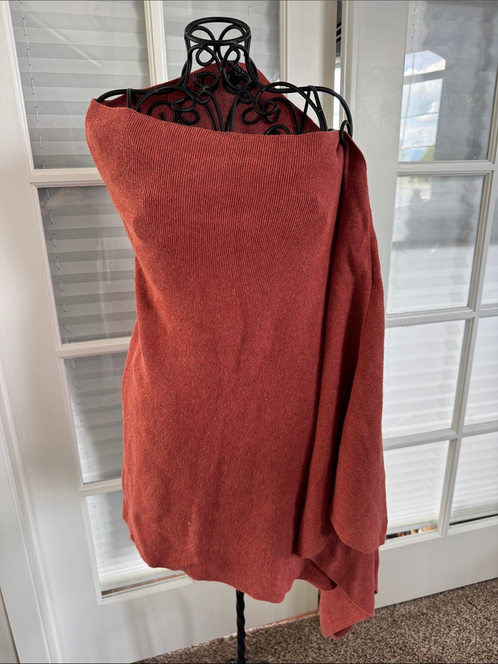 Eileen Fisher salmon colored organic cotton poncho